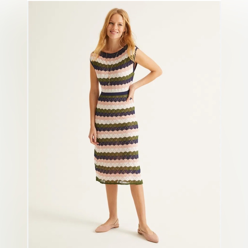 Antrhopologie Boden Opal Dress delicate‎ crochet boho dainty striped size 14